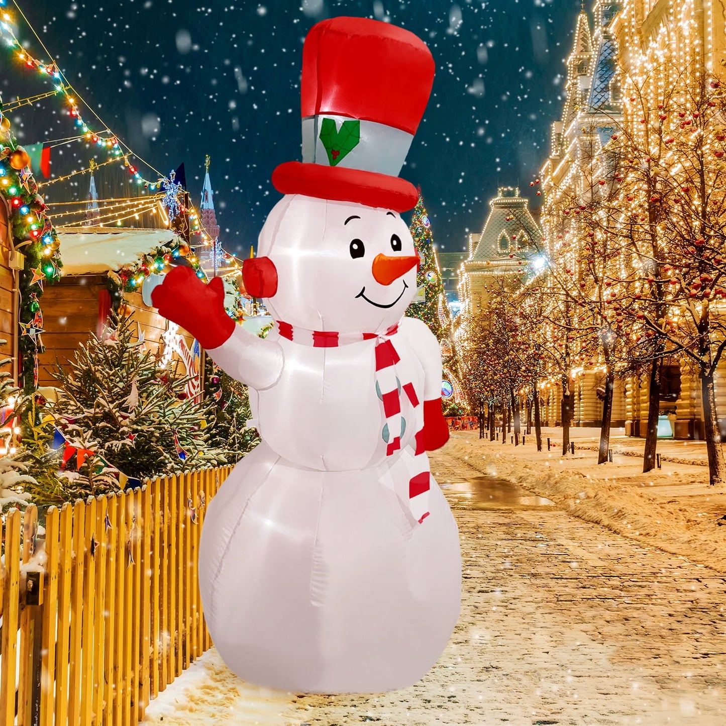 Posrue 6FT Snowman Christmas Inflatables Outdoor Decoration, Blow up Yard Decoration with LED Lights Built-in, Holiday Decor for Xmas Party Indoor Outside Garden Lawn Porch Decorations