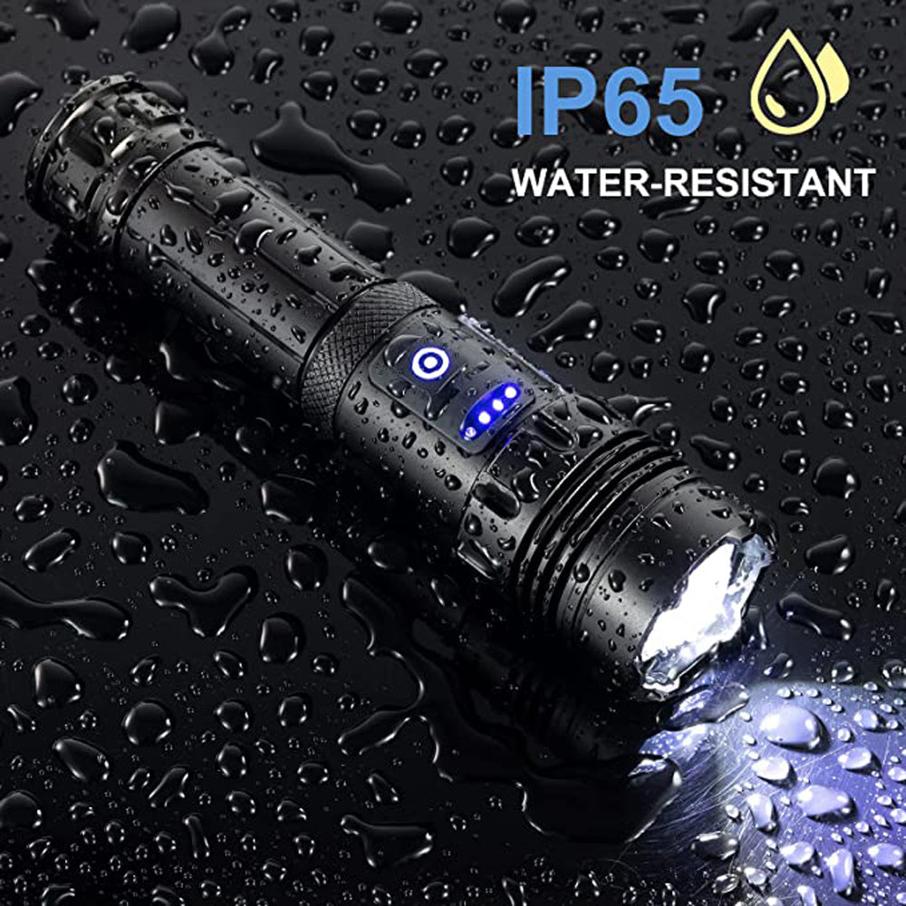 90000 Lumens Powerful Flashlight, Laighter USB Rechargeable Waterproof XHP50 Searchlight Super Bright 5 Modes LED Flashlight Zoom Bar Torch for emergencies Hiking Hunting Camping