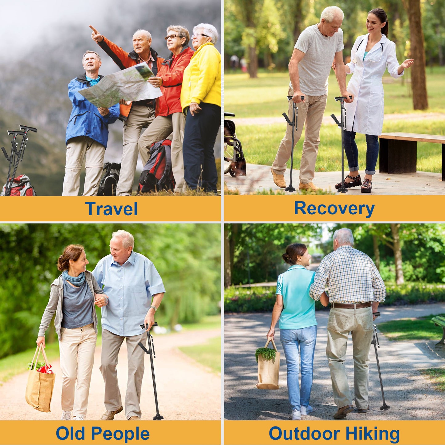 Walking Canes for Men & Women, Folding Canes with LED Flashlight, Fall Alarm, Heavy Duty, Pivot Tip, Foldable Walking Sticks for Seniors & Adults Balance