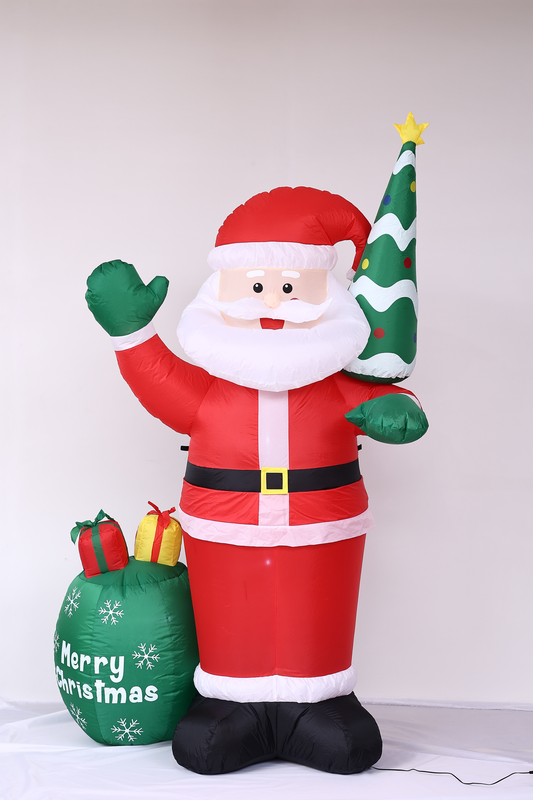 Posrue 8FT Christmas Inflatable Outdoor Decoration, Santa Christmas Inflatable Decoration with Build-in LEDs for Xmas Party Outdoor Yard Garden Lawn Winter Decor