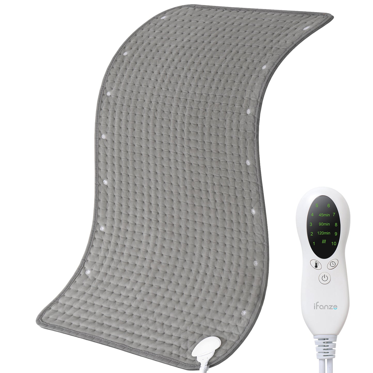 39" x 19" Electric Heating Pad for Back Muscle Relieve Dry & Moist Heat Therapy, 10 Electric Temperature Options, 3 Timer Settings Machine Washable(Silver Gray)