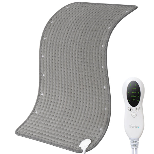 39" x 19" Electric Heating Pad for Back Muscle Relieve Dry & Moist Heat Therapy, 10 Electric Temperature Options, 3 Timer Settings Machine Washable(Silver Gray)