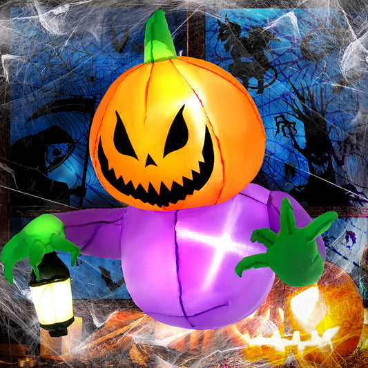 Posrue Halloween Inflatables Outdoor Decorations, Flying Pumpkin Broke Out from Window Blow Up Scary Halloween Decorations for Party Indoor, Outdoor, Yard, Porch, Garden, Lawn, 4FT