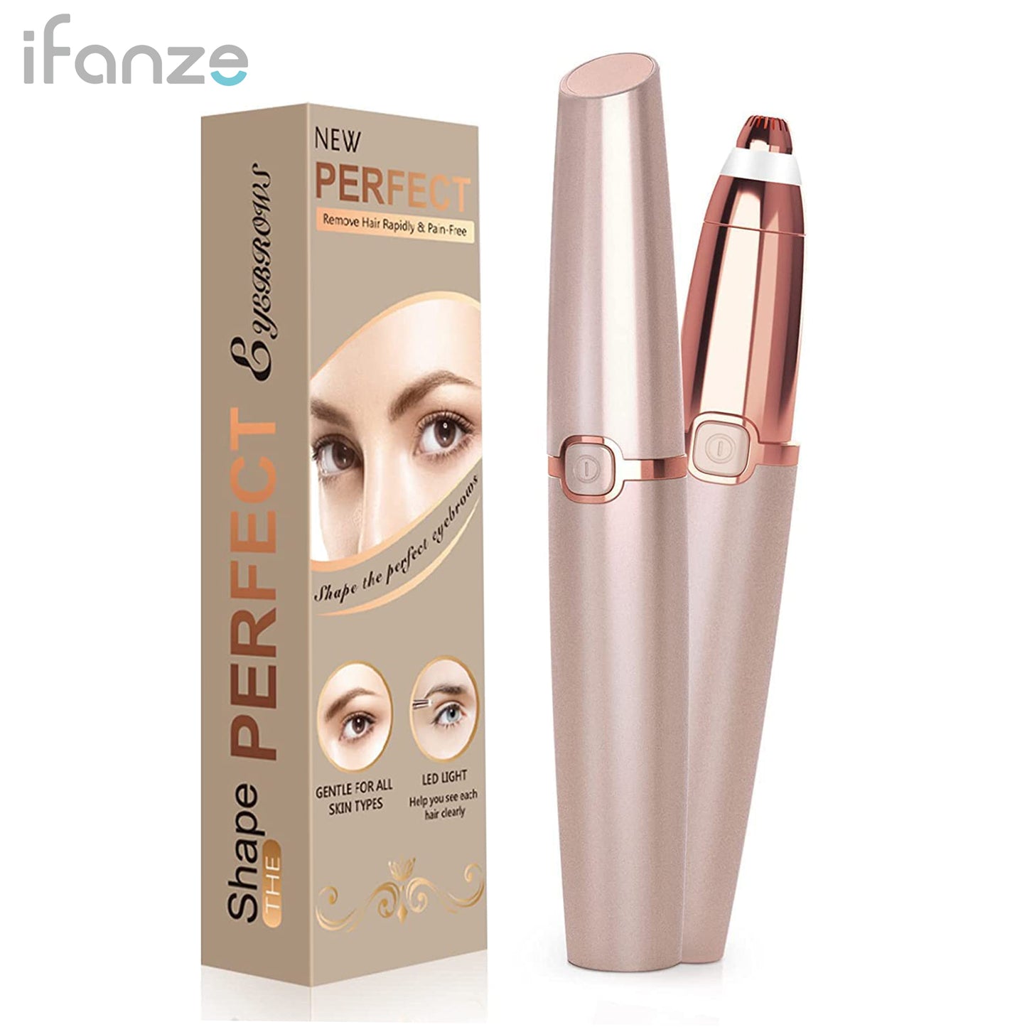 2 in 1 Eyebrow Hair Trimmer, 2024 Upgraded Electric Eyebrow Hair Remover Painless with LED Light Precision Eyebrow Trimmer Portable Razor Facial Hair Removal Tool for Men Women