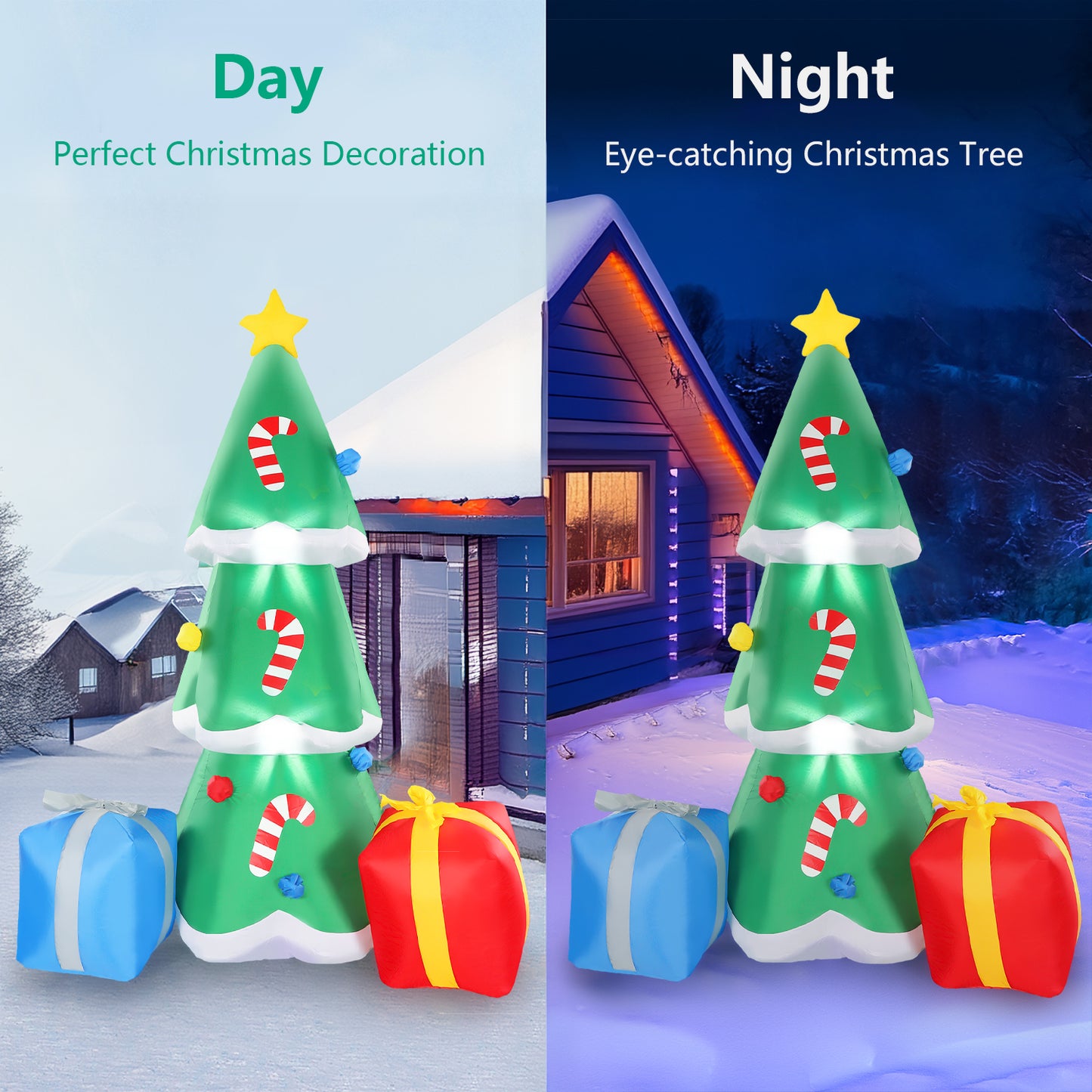 10 FT Inflatable Christmas Tree Blow-up Xmas Tree Decoration with Gift Boxes
