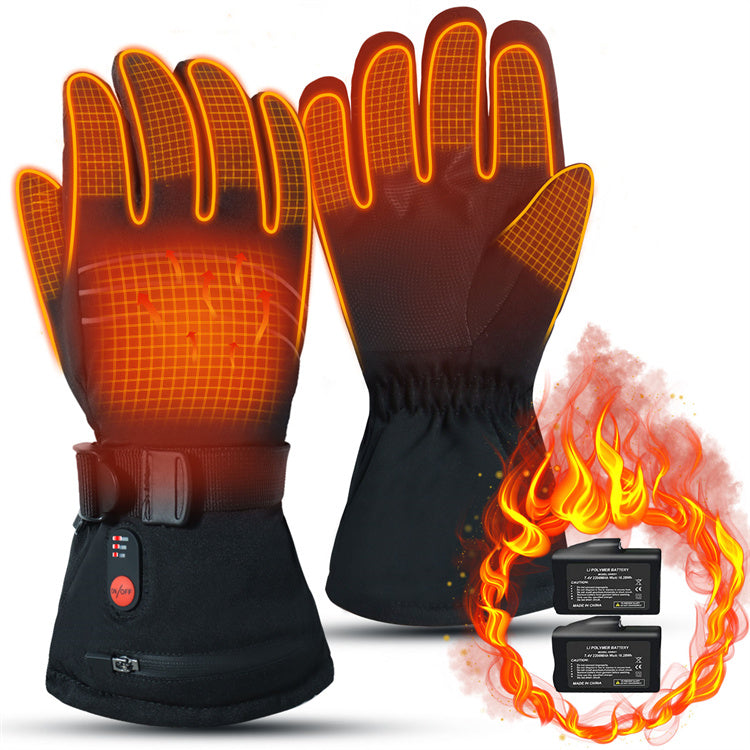 Heated Gloves for Men Women, 3000mAh Rechargeable Electric Battery Heated Gloves, Waterproof Touchscreen Hand Warmer Winter Gloves for Motorcycle, Hunting, Cycling, Black