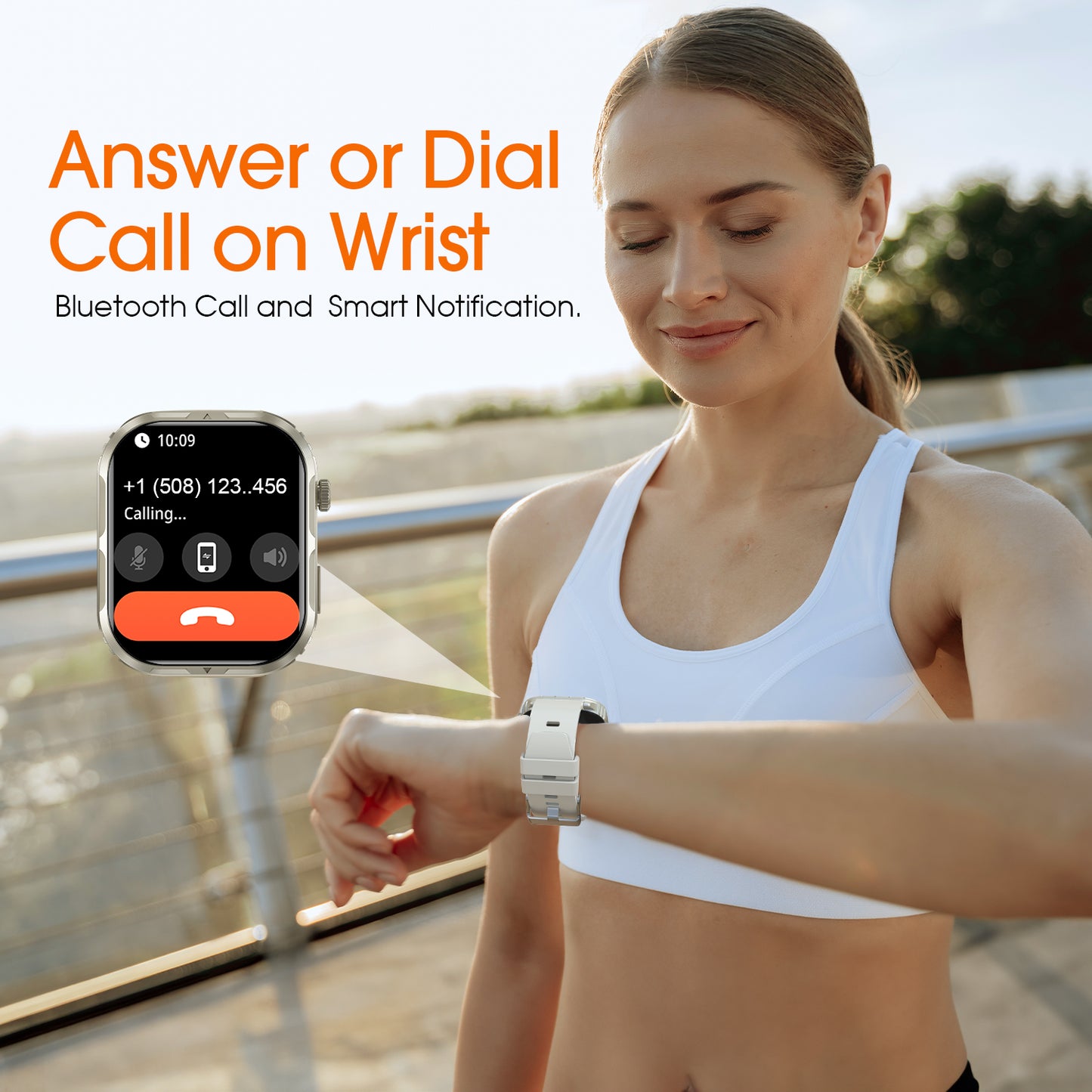 Smart Watch for Android and iPhone, H5 IP68 Waterproof Smartwatch for Women Men , Smart Watch with Bluetooth Call(Answer/Make Calls), Beige