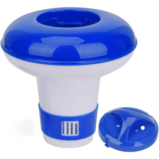 Pool Chlorine Floater, 5 inch Diameter Pool Floater for Chlorine Tablets, Floating Chlorine Dispenser, Blue/White