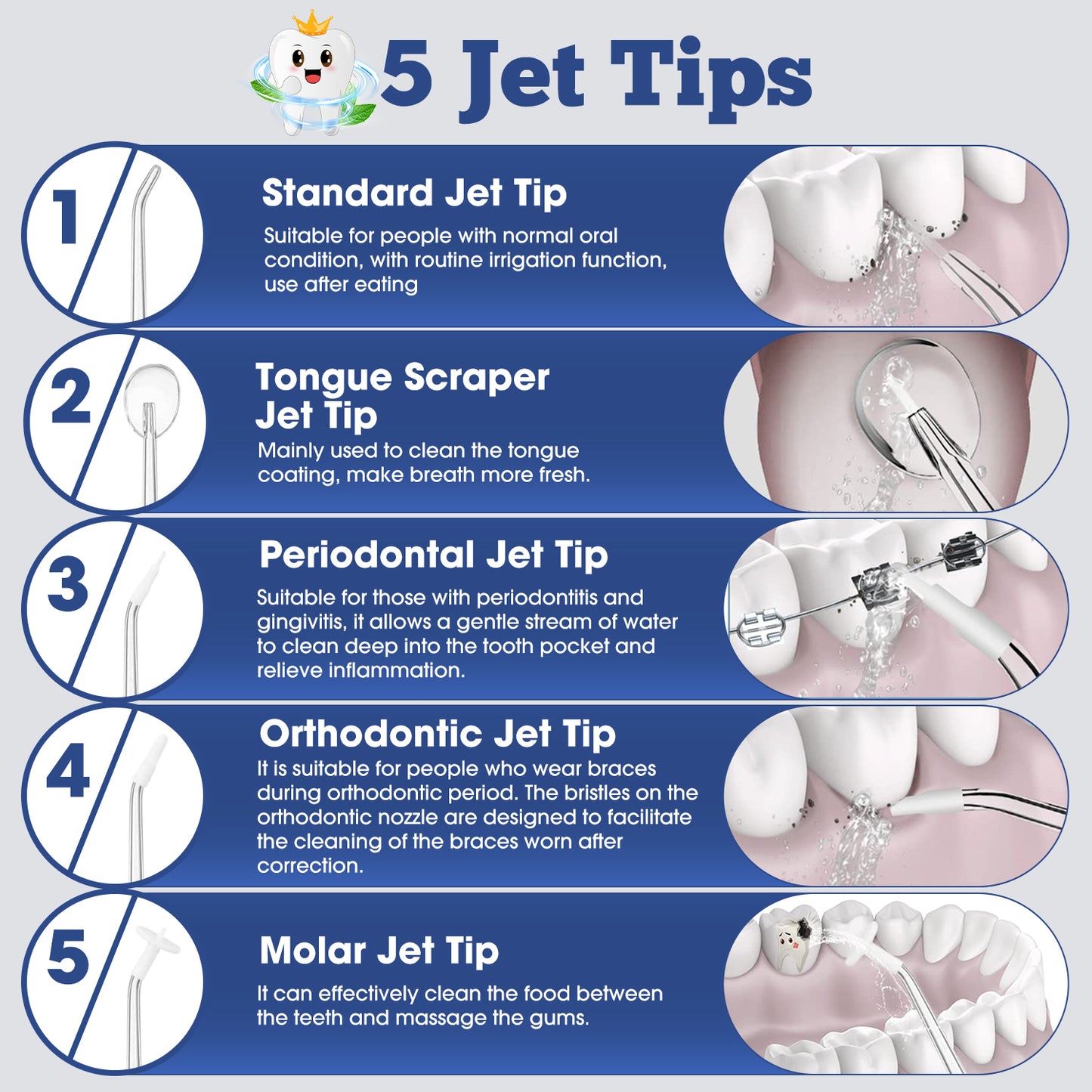 Water Flosser Cordless for Teeth Cleaning, Rechargeable Oral Irrigator 3 Modes 5 Tips IPX6 Waterproof Powerful Battery Water Teeth Cleaner Pick for Home Travel