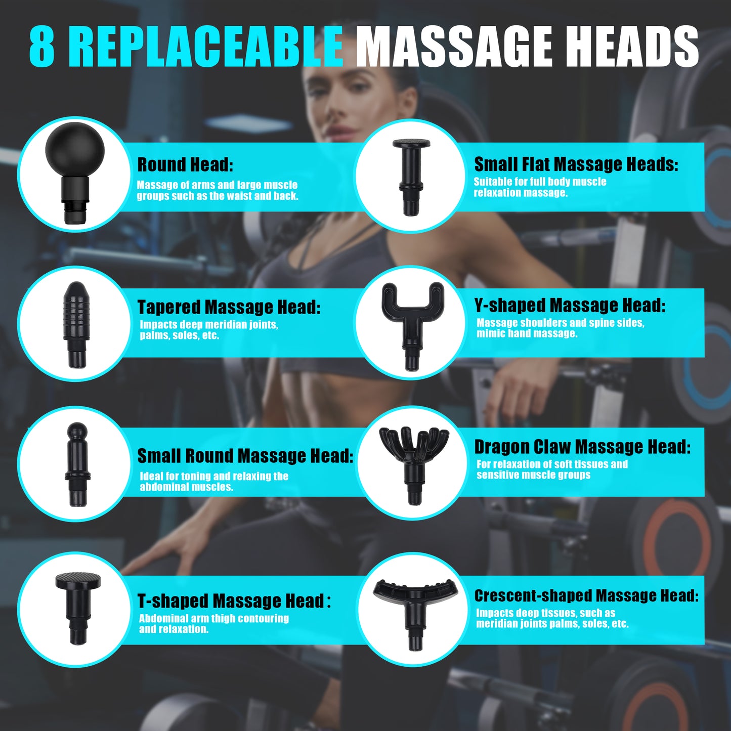 Massage Gun Deep Tissue, 99 Speeds Quiet Handheld Electric Muscle Massager with 8 Replacement Heads for Gym Office Home Post-Workout Recovery, Black