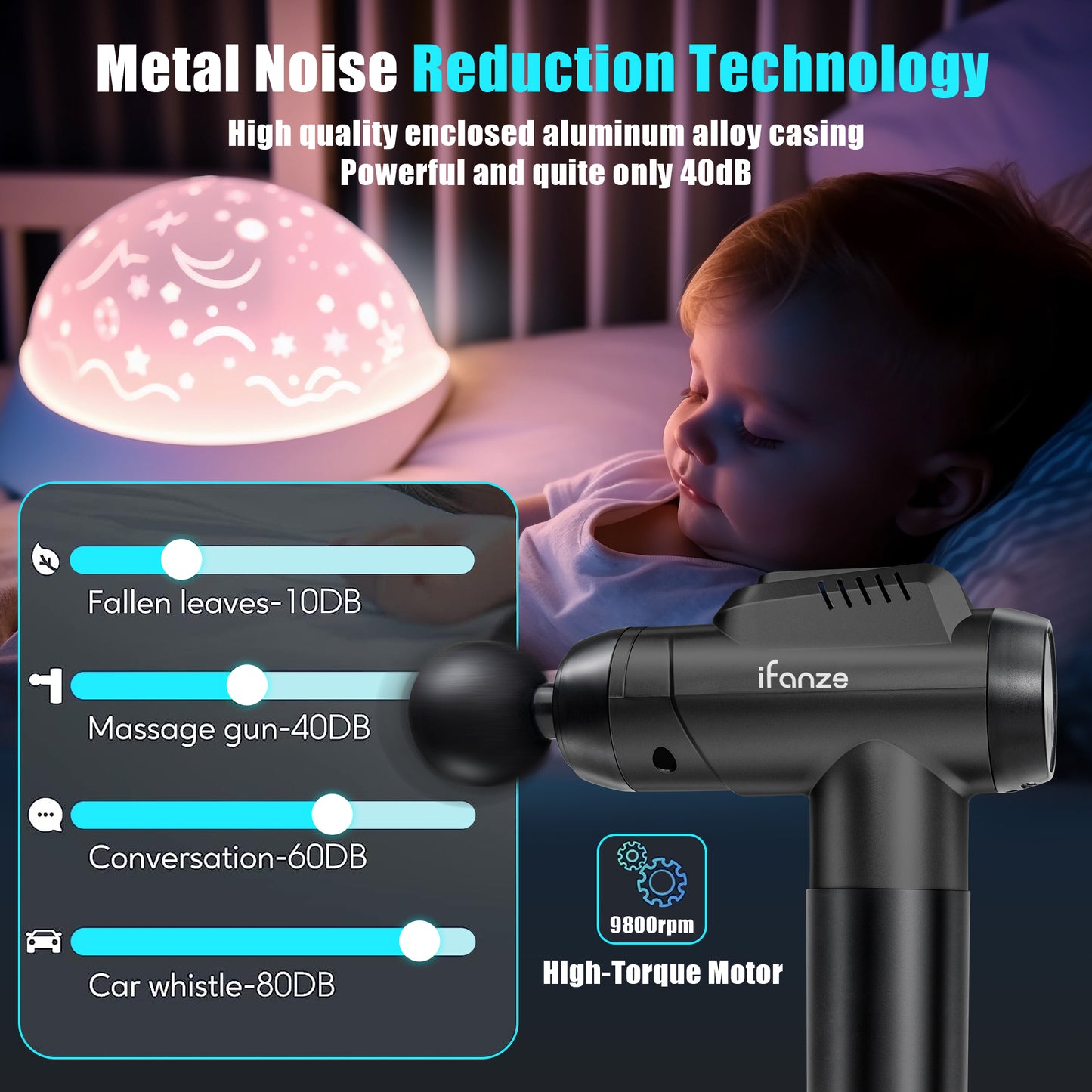 Massage Gun Deep Tissue, 99 Speeds Quiet Handheld Electric Muscle Massager with 8 Replacement Heads for Gym Office Home Post-Workout Recovery, Black