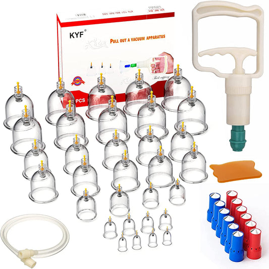 Cupping Set, 32 Pcs Cupping Kit, Professional Chinese Cupping Therapy, Cupping Therapy Sets with Vacuum Pump, Cups for Massage, Back Pain Relief & Cellulite Reduction