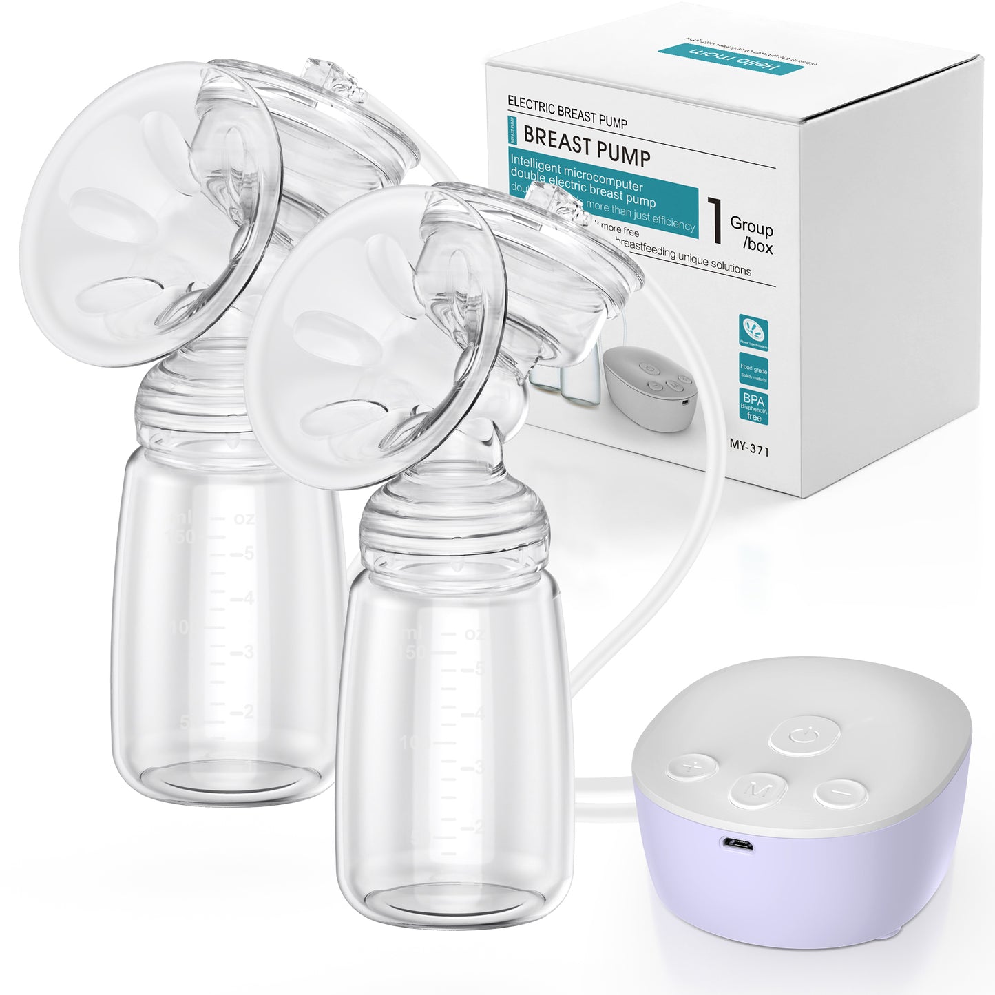 Electric Breast Pump, Hands-Free Breastpump with LCD Display, Portable Breastfeeding Pump with 2 Modes & 9 Levels