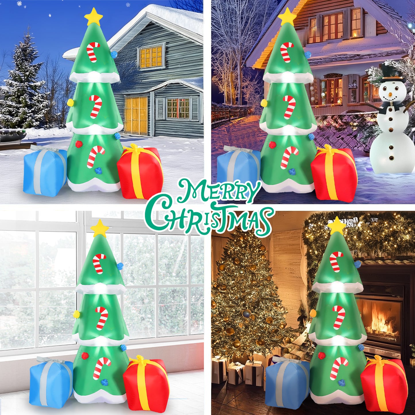 10 FT Inflatable Christmas Tree Blow-up Xmas Tree Decoration with Gift Boxes