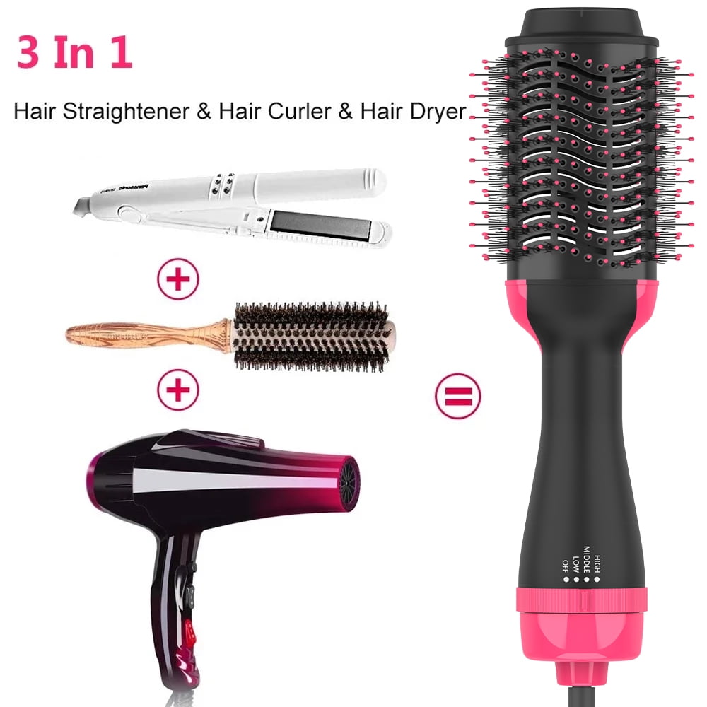 Hair Dryer,Volumizer Hot Air Hair Dryer Brush,Salon Negative Electric Blow Dryer Rotating Curler and Ion Hair Straightener Brush for Fast Drying,Straightening,Curling