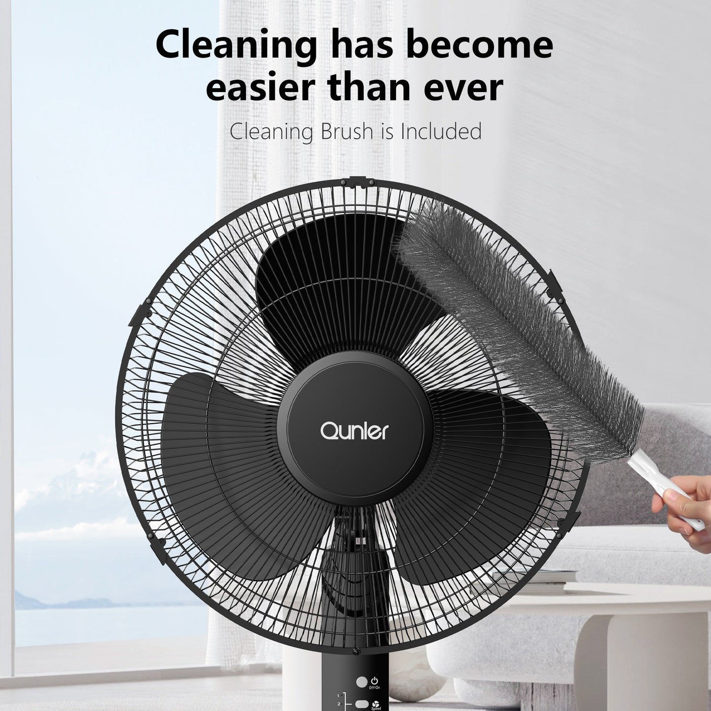 16'' Pedestal Oscillating Fan with Remote Control, Stand Up Fan Adjustable Height, 3-Speed, Electric Cooling Fans for Bedroom Home Office Use