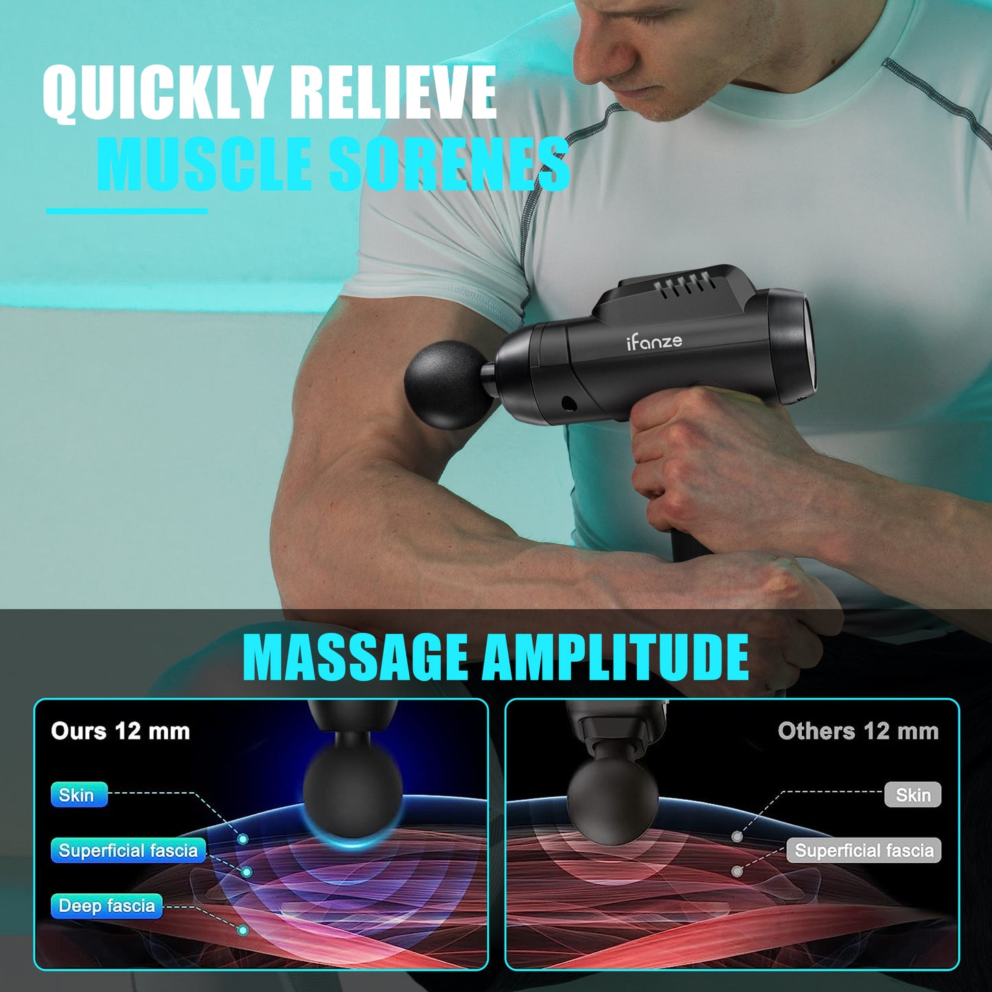 Massage Gun Deep Tissue, 99 Speeds Quiet Handheld Electric Muscle Massager with 8 Replacement Heads for Gym Office Home Post-Workout Recovery, Black