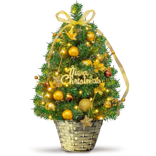 eTopeak 24 in Pre-Lit Tabletop Christmas Tree, Mini Small Christmas Tree for Indoor Xmas Holiday Decorations
