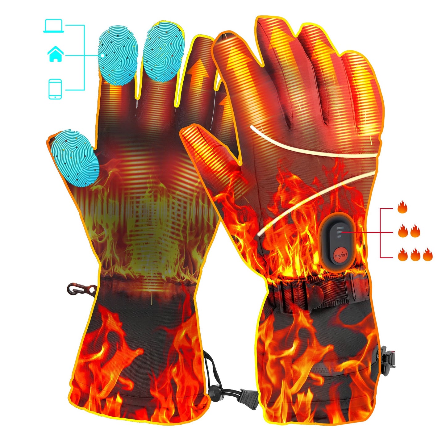 Heated Gloves, Outdoor Indoor Rechargeable Hand Warmer Glove Liners for Climbing Hiking Cycling, 7.4V Fast Heating, Winter Must Have Thermal Heated Motorcycle Gloves, Universal Size