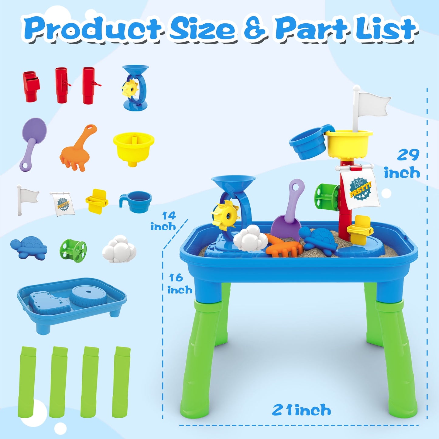 Sand Water Table for Toddlers, Kids Water and Sand Activity Sensory Playset