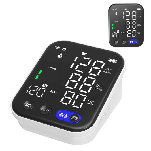 Posrue Blood Pressure Monitor, Home Use Automatic Upper Arm Blood Pressure Cuff with Large LCD Display, 2 Users, 240 Recordings, Black