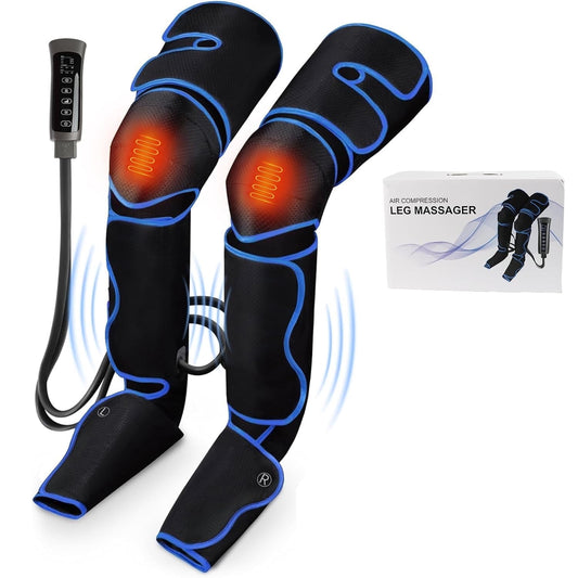 Leg Massager, Air Compression Thigh, Calf & Foot Massager for Circulation and Pain Relief, Muscles Relaxation, 3 Vibration, 2 Heat Levels, 6 Modes 3 Intensities, Birthday Christmas Gifts