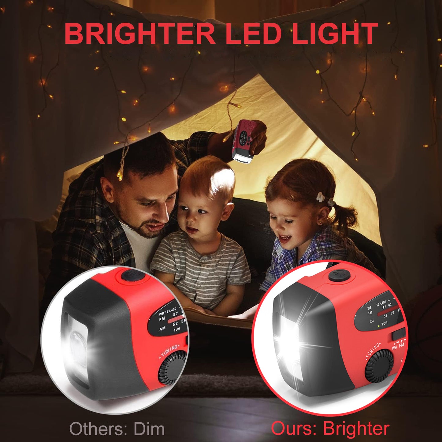 2 Pack - NOAA Weather Radio, AM FM WB Hand Crank Emergency Radio, 2000mAh Rechargeable Power Bank for Phone Charger Portable Solar Radio, Weather Alert, Flashlight for Emergency