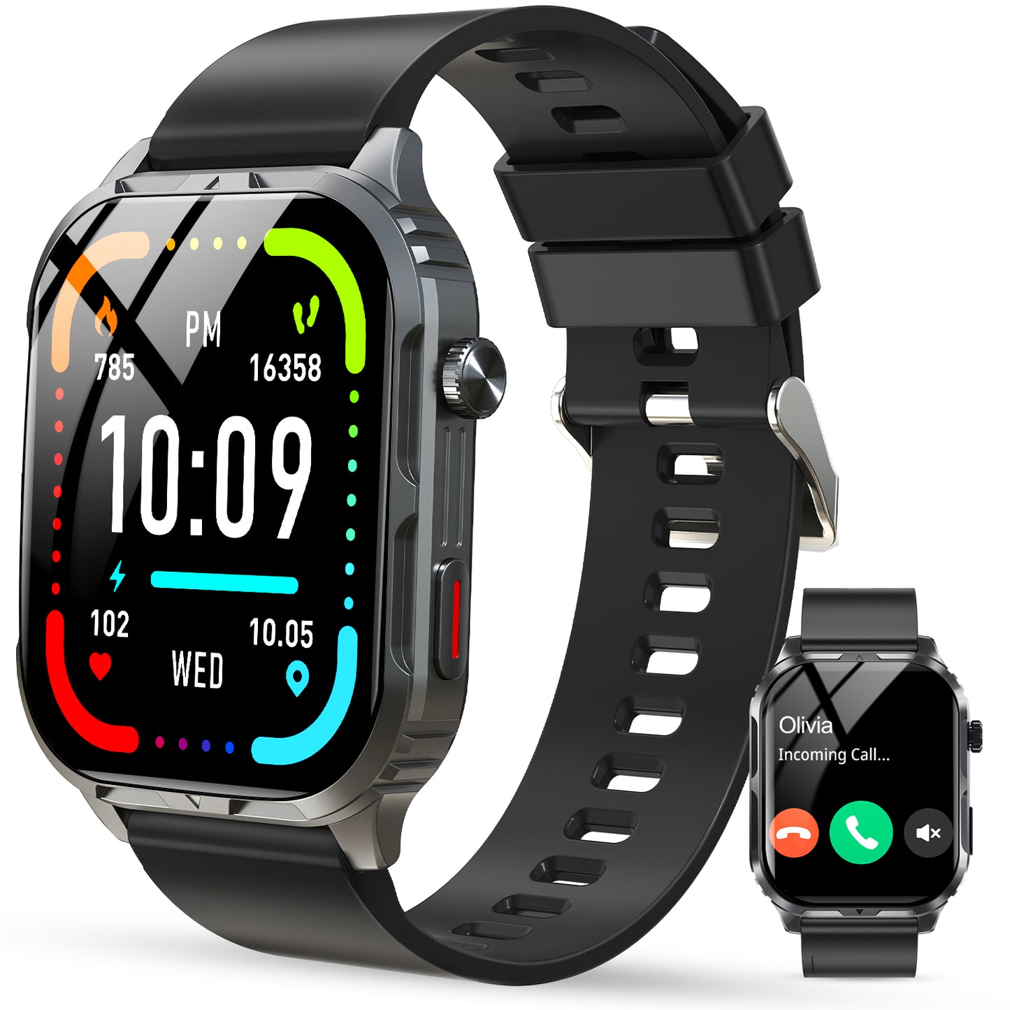 Smart Watch for Android and iPhone, H5 IP68 Waterproof Smartwatch for Women Men , Smart Watch with Bluetooth Call(Answer/Make Calls), Black