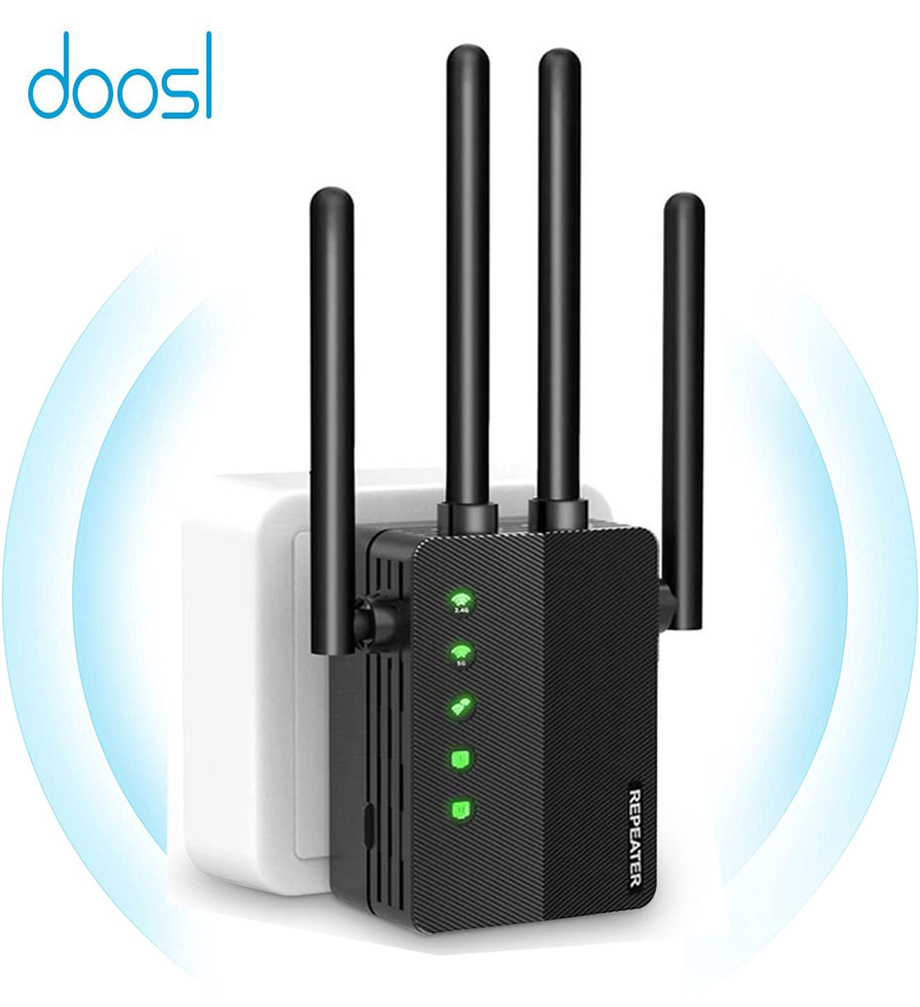 WiFi Range Extender, Wireless Wall Plug Range Extenders & Repeaters, Signal Booster Cover up to 2500 sq.ft, Dual Band, 4 Antennas 360¡ã Full Coverage Wireless Internet Amplifier for Home Office