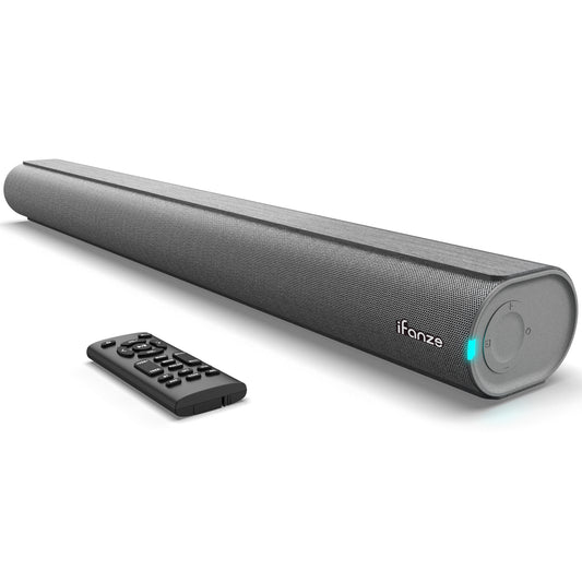 Sound Bar for TV, 100W HDMI Optical AUX Coaxial USB Wired & Wireless Connection Bluetooth 5.3 Soundbar with Built-in Subwoofers for Smart TV, Remote Control, Brushed Finish, Gray