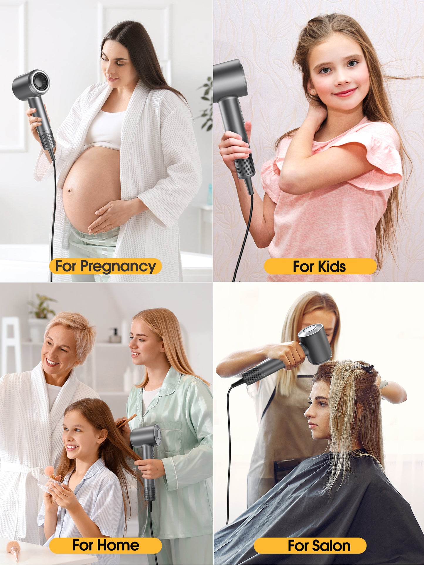 Posrue Hair dryer, High-Speed Blow Dryer With 3 Temps & 3 Speeds, 500 Million Negative Ions Hair dryer, 150,000 RPM Brushless Motor for Fast Drying