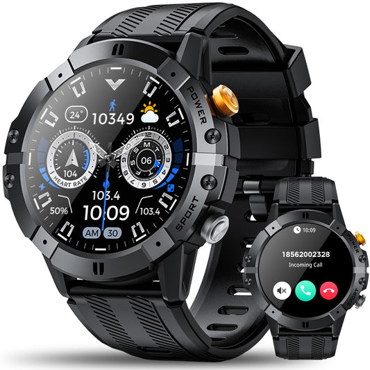 Military Smart Watches for Men, Bluetooth Call Receive Dial, 1.52" Rugged Smartwatch for iPhone/Android, C29 1ATM Waterproof Outdoor Smart Watch, Black