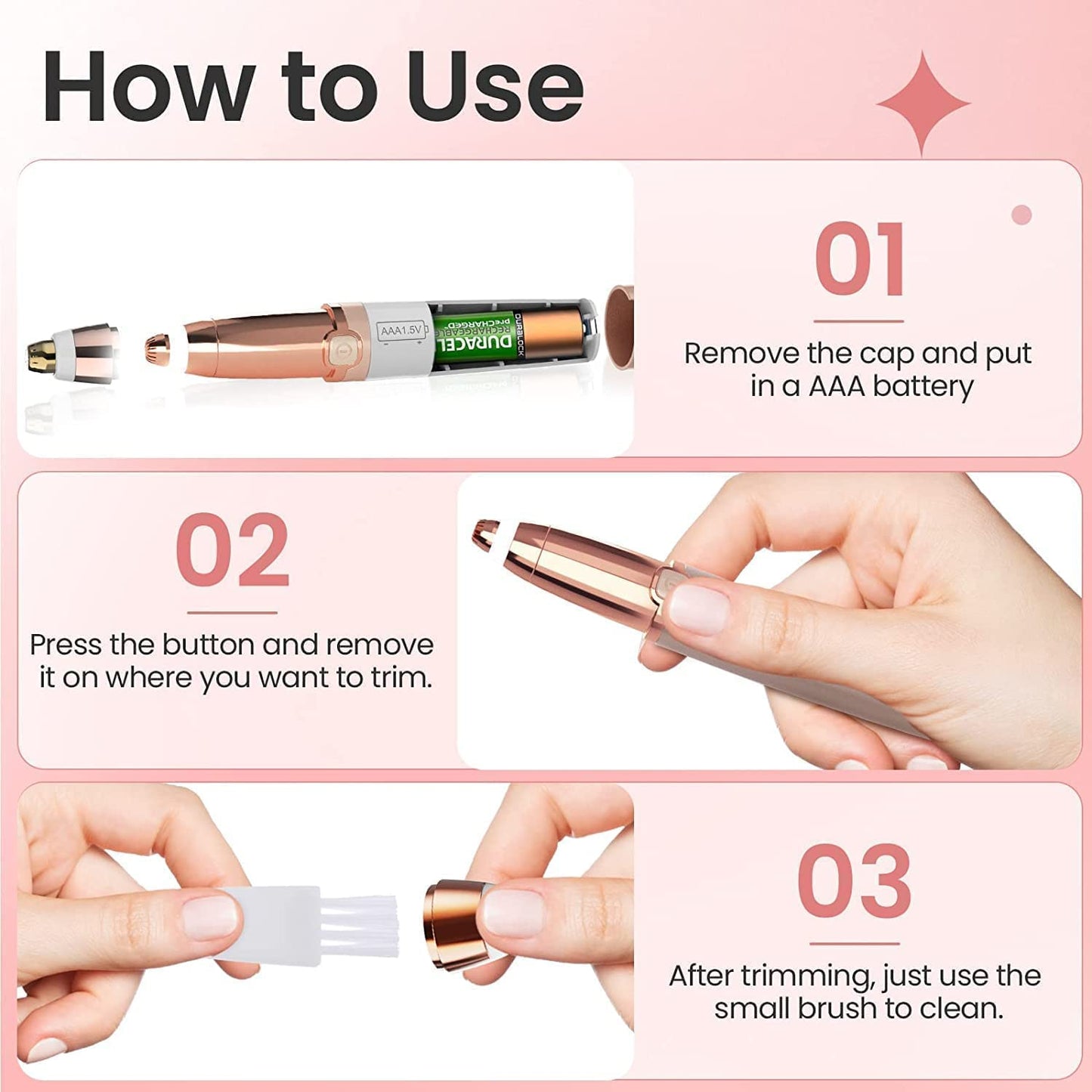 2 in 1 Eyebrow Hair Trimmer, 2024 Upgraded Electric Eyebrow Hair Remover Painless with LED Light Precision Eyebrow Trimmer Portable Razor Facial Hair Removal Tool for Men Women