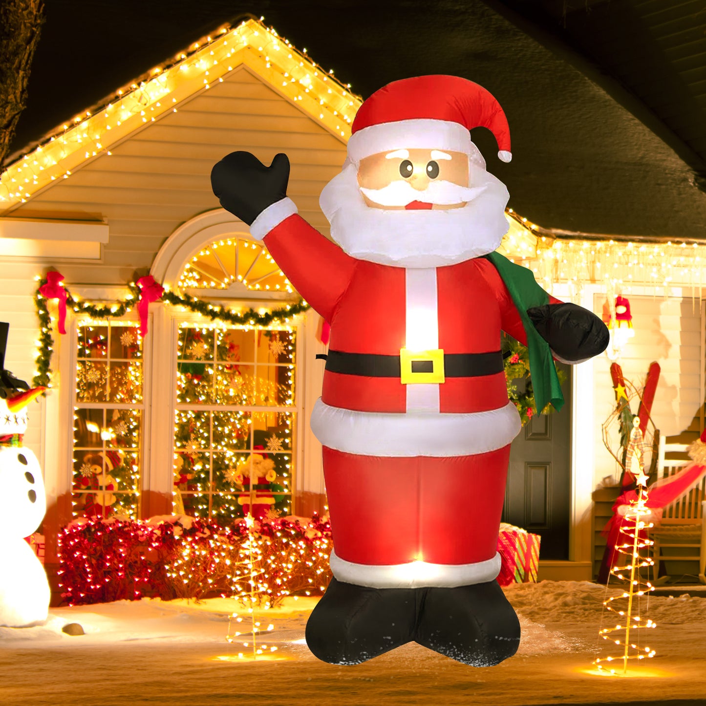 8ft Christmas Inflatable, Santa Christmas Inflatable Decoration with Build-in LEDs for Xmas Party Outdoor Yard Garden Lawn Winter Decor