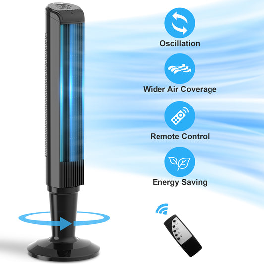 36" Tower Fans for Bedhome, Portable Space-Saving 60¡ã Oscillating Cooling Fan with Remote, 3 Speeds, 3 Modes Bladeless Fan for Room, Kitchen Living Home, Office