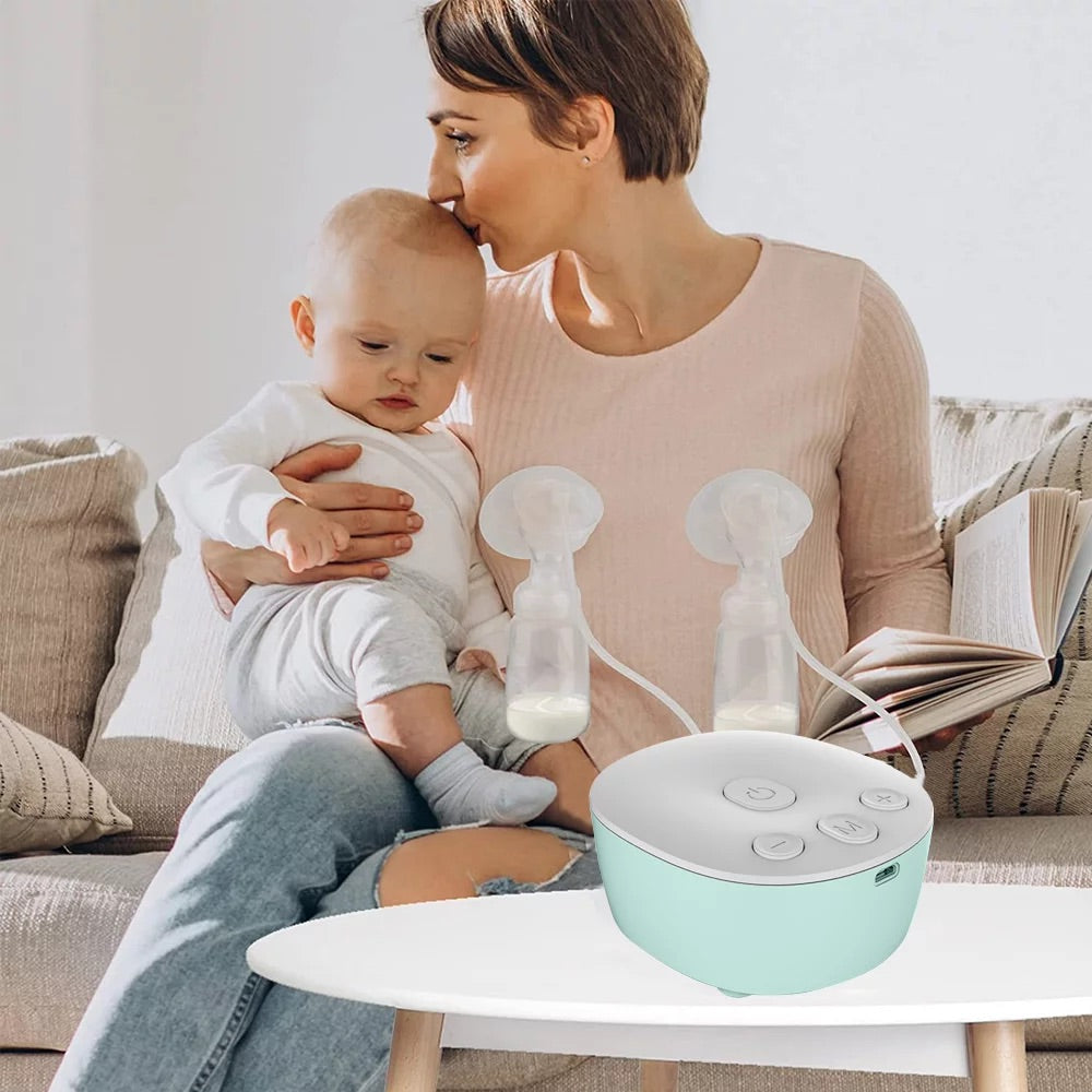 Double Electric Breast Pumps, Portable Dual Breastfeeding Milk Pumps Pain-Free Strong Suction Power for Millk Collect and Breast Massage, 3 Modes 9 Levels