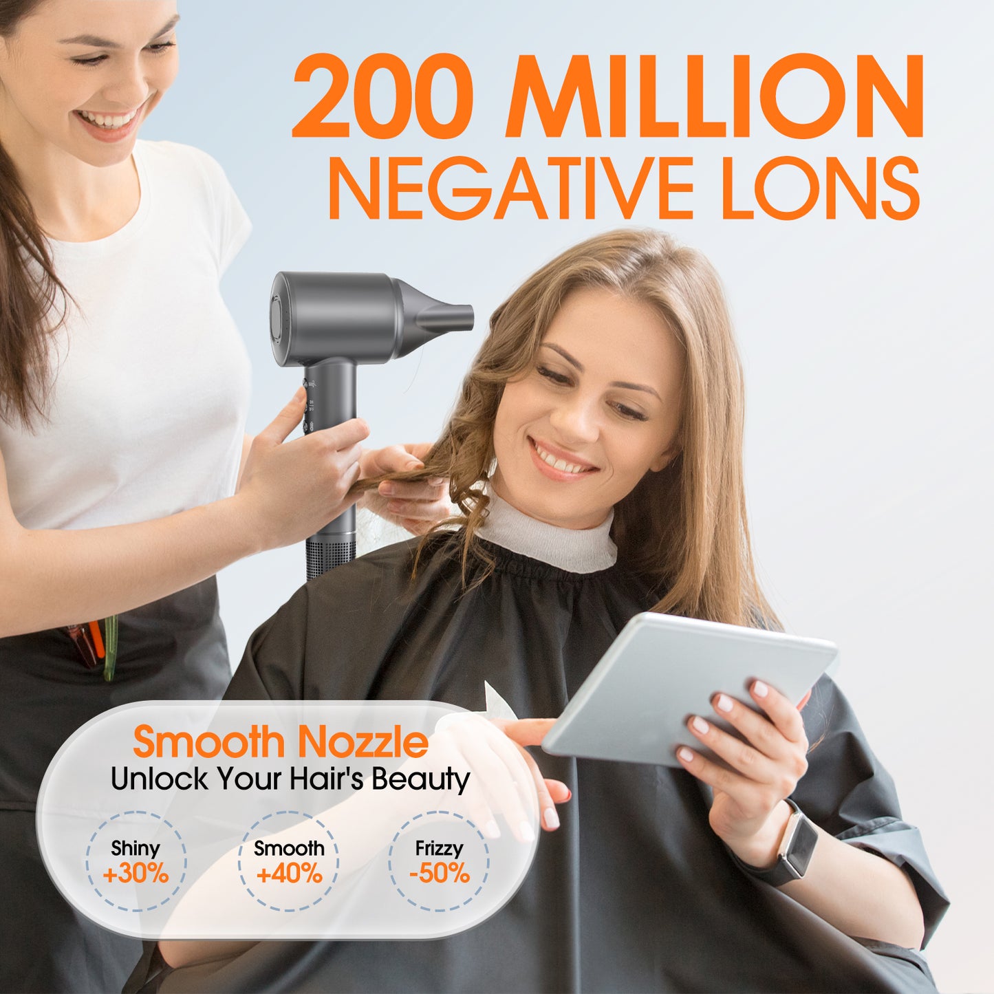 Hair Dryer, High-Speed Blow Dryer With 5 Temps & 3 Speeds, 200 Million Negative Ions Hair dryer, 110,000 RPM Brushless Motor for Fast Drying, Gray