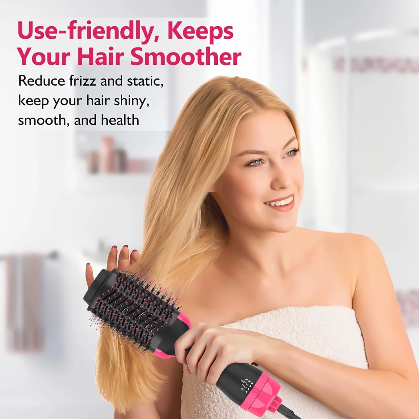 Hair Dryer,Volumizer Hot Air Hair Dryer Brush,Salon Negative Electric Blow Dryer Rotating Curler and Ion Hair Straightener Brush for Fast Drying,Straightening,Curling