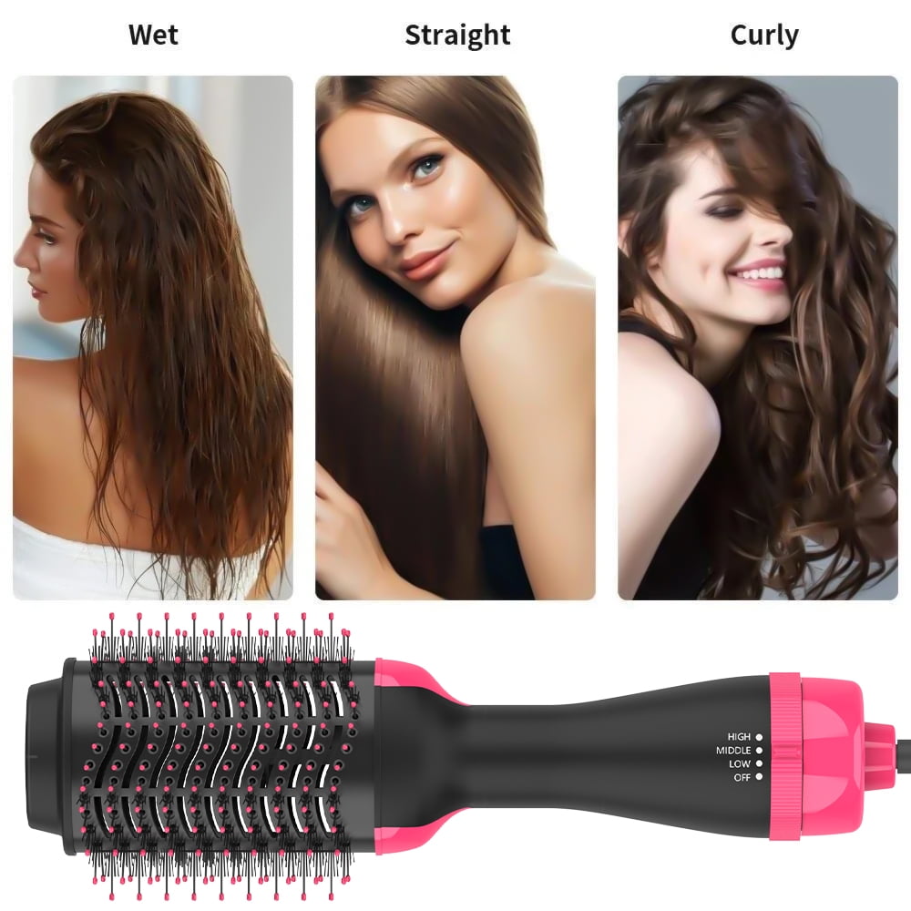 Hair Dryer,Volumizer Hot Air Hair Dryer Brush,Salon Negative Electric Blow Dryer Rotating Curler and Ion Hair Straightener Brush for Fast Drying,Straightening,Curling