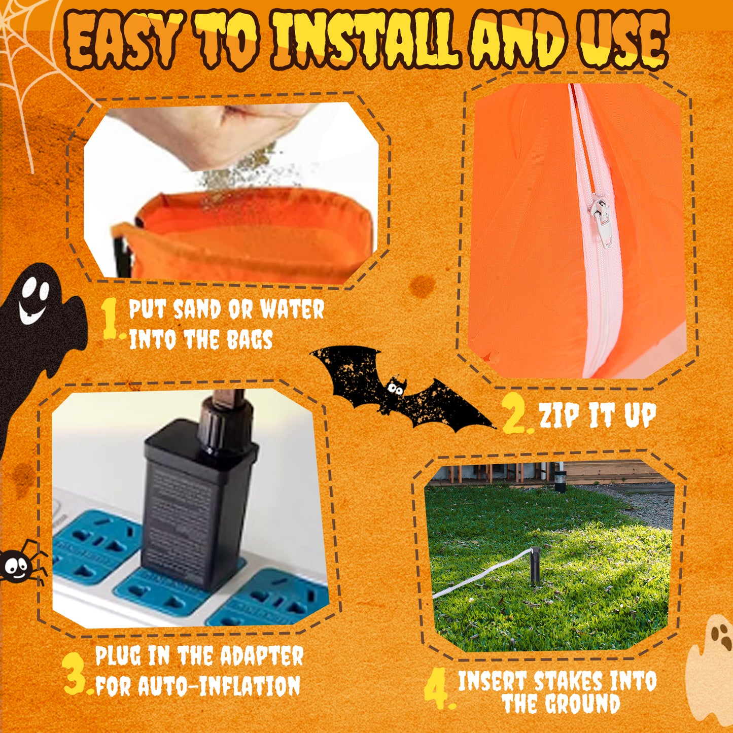 Posrue 8 ft Halloween Inflatable, Stacked Pumpkins with Witch Hat Inflatable with Build-in LED Lights, Blow up for Indoor Outdoor Lawn Yard Garden Home Party Halloween Decor, Orange