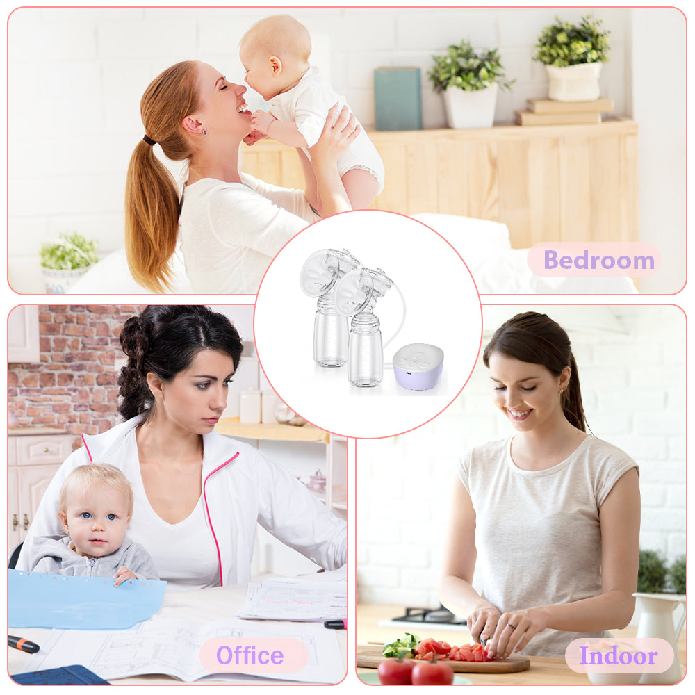 Electric Breast Pump, Hands-Free Breastpump with LCD Display, Portable Breastfeeding Pump with 2 Modes & 9 Levels