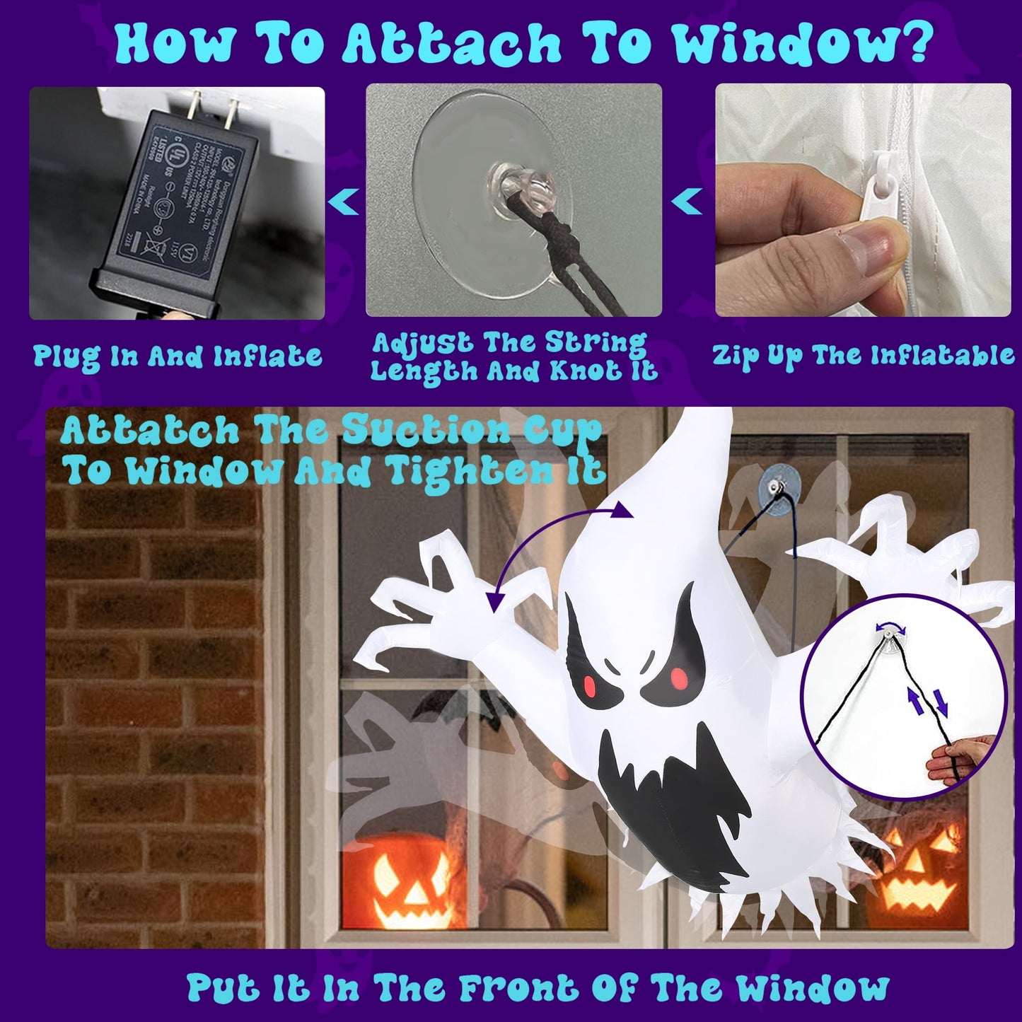 4FT Halloween Inflatables White Ghost