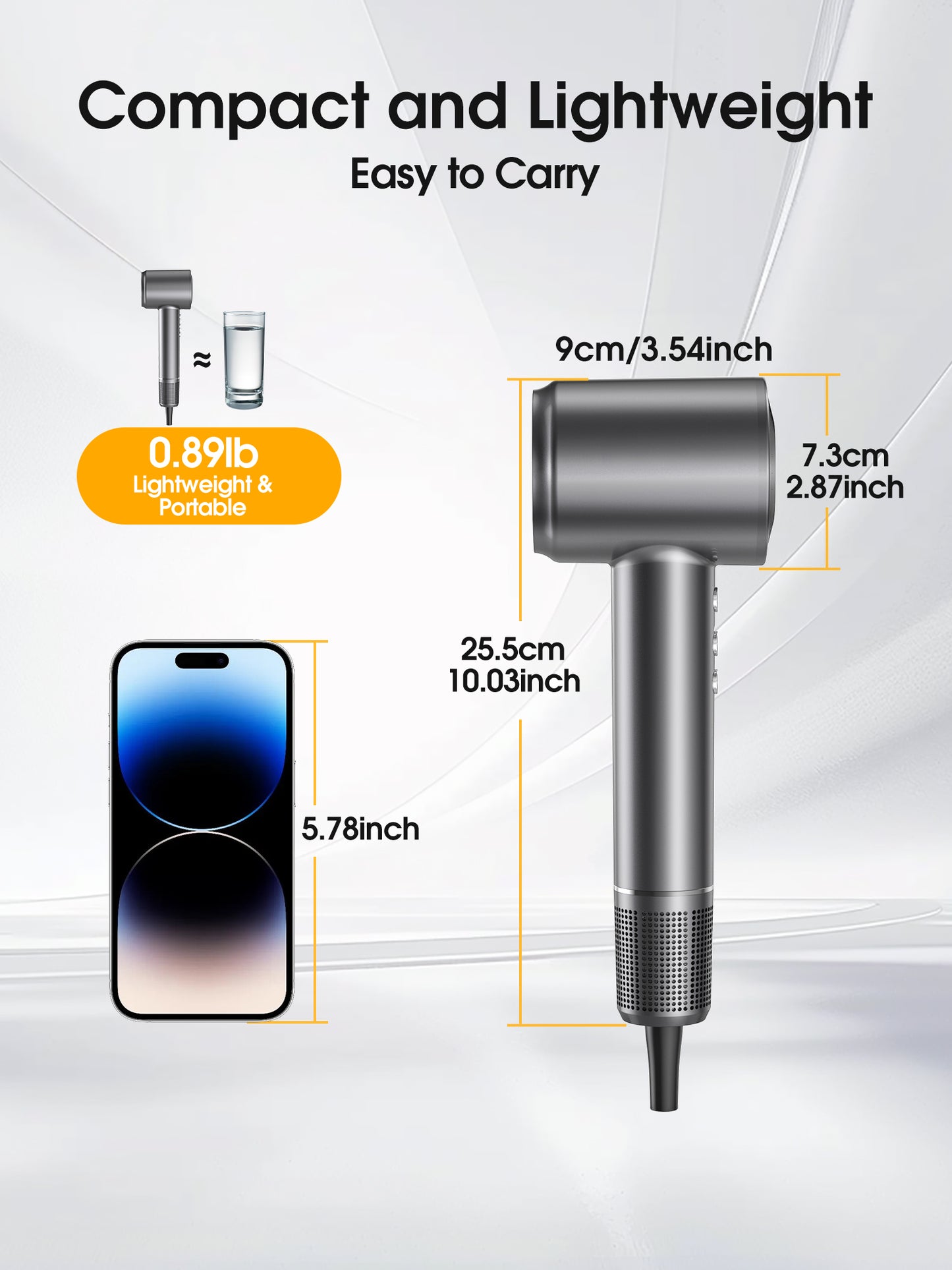 Posrue Hair dryer, High-Speed Blow Dryer With 3 Temps & 3 Speeds, 500 Million Negative Ions Hair dryer, 150,000 RPM Brushless Motor for Fast Drying