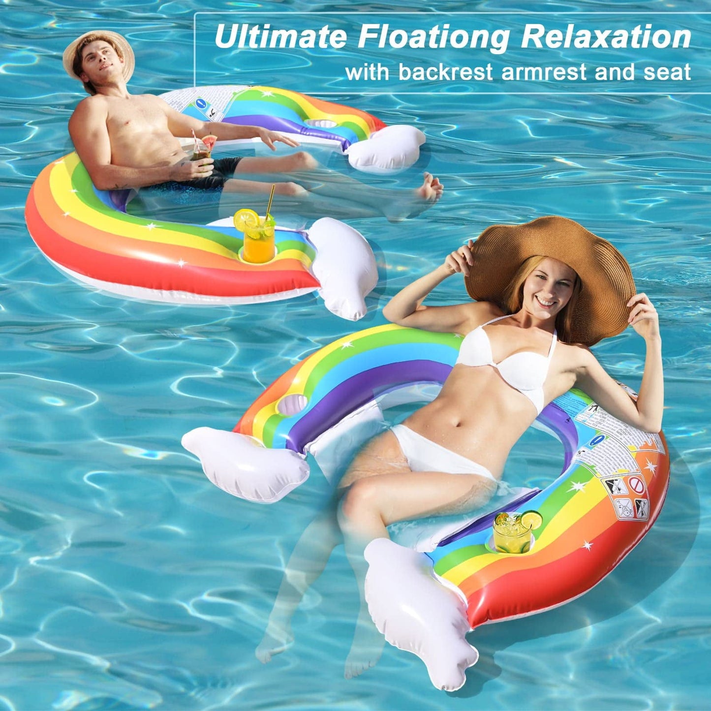Qunler Pool Float Chair, Adults & KIds Inflatable Pool Loungers for Pool Lake Travel Beach