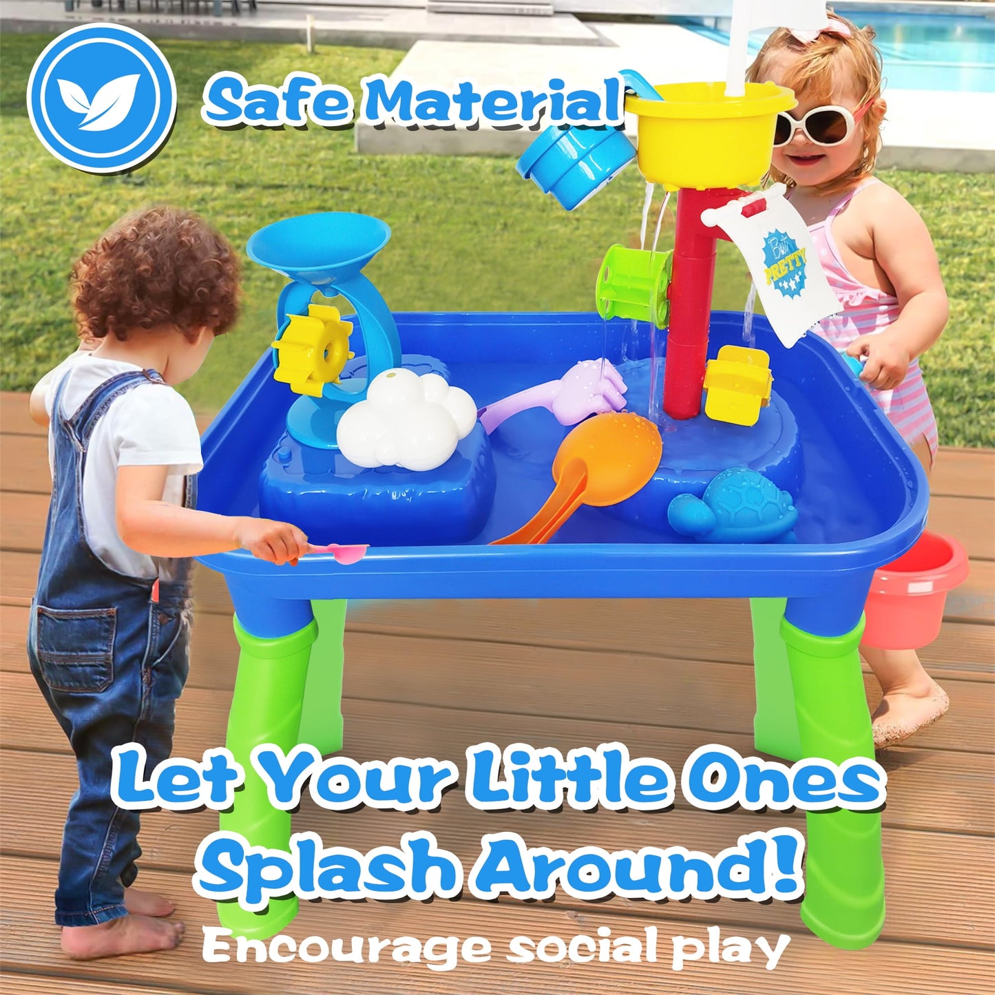 Sand Water Table for Toddlers, Kids Water and Sand Activity Sensory Playset