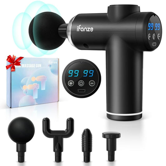 Mini Massage Gun Deep Tissue, Portable 99 Speeds Ultra Small and Quiet Electric Muscle Massager with 4 Replacement Heads for Gym Office Home Post-Workout Recovery, Black