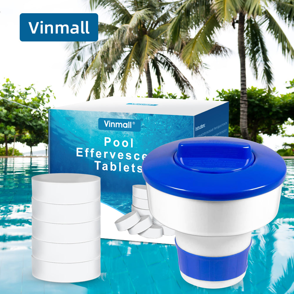 Vinmall 3 inch Chlorine Tablets for Pool with 5" Chlorine Floater