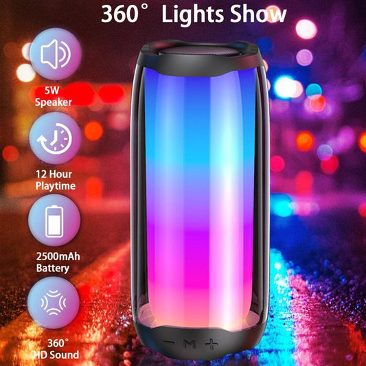 Rioicc Waterproof Bluetooth Speaker,Wireless Portable Party Speaker with IPX4 Waterproof and 360¡ãLights Show Rich Dynamic Sound,12 Hour Playtime,TWS Pairing for Home Outdoor