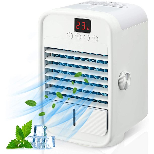 Beenate Air Conditioner Fan,Personal Air Cooler and HumidifierMisting Fan with Colors Light Changing, Desktop Cooling Fan forBedroom,Office,School