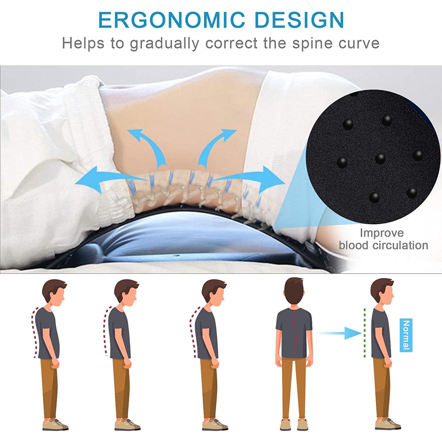 Back Stretcher, Arched Lumbar Back Stretcher for Pain Relief, Lower Back Stretcher, Multi-Level Lumbar Back Device, Spine Deck Back Stretcher for Sciatica Herniated Disc Scoliosis Spinal Stenosis